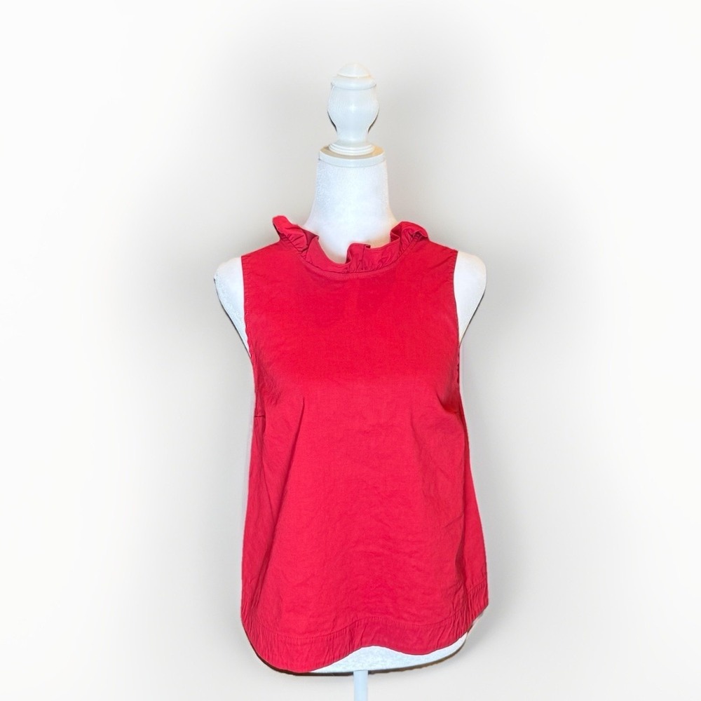 Sea New York Coco High Neck Red Ruffle Tank Sleeveless Blouse Size 0 USA Preppy